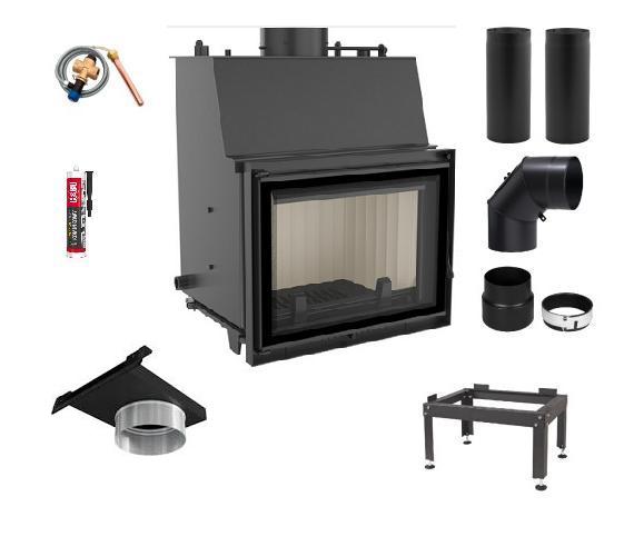 Wkład kominkowy z płaszczem wodnym na pellet Idropellbox 30 zuzia deco pw 12 zestaw 1 - Wkład kominkowy z płaszczem wodnym na pellet Idropellbox 30